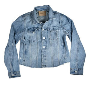 Blank NYC || Denim Jean Jacket Cropped Hem Classic Trucker Size Large